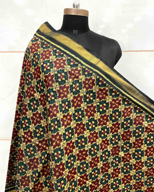 Black Buttonful Patola Dupatta