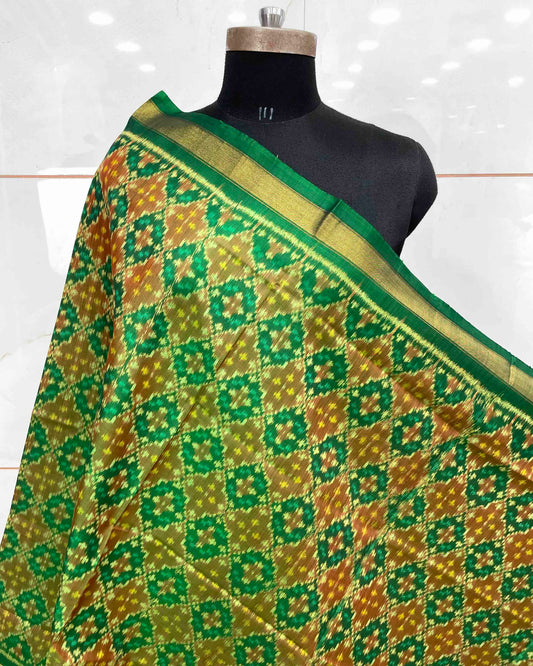 Green Buttonful Design Patola Dupatta