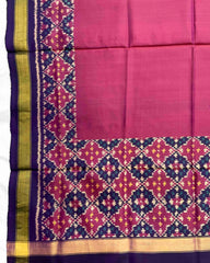 Purple & Pink Plain Patola Dupatta