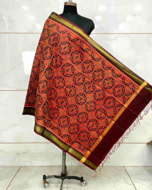 Maroon & Red Solsitara Design Patola Dupatta