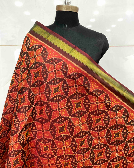 Maroon & Red Solsitara Design Patola Dupatta