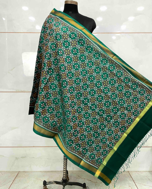 Light Green Buttonful Design Patola Dupatta