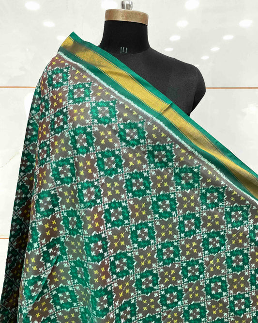 Light Green Buttonful Design Patola Dupatta