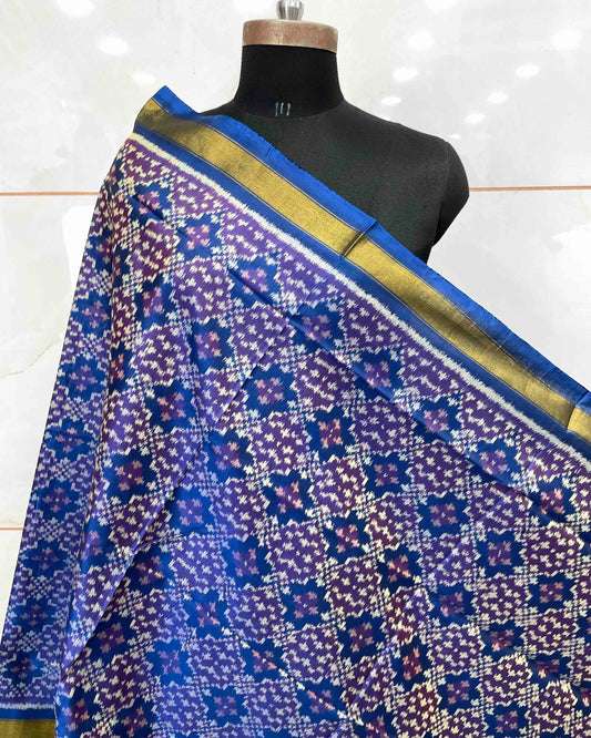 Blue Buttonful Design Patola Dupatta