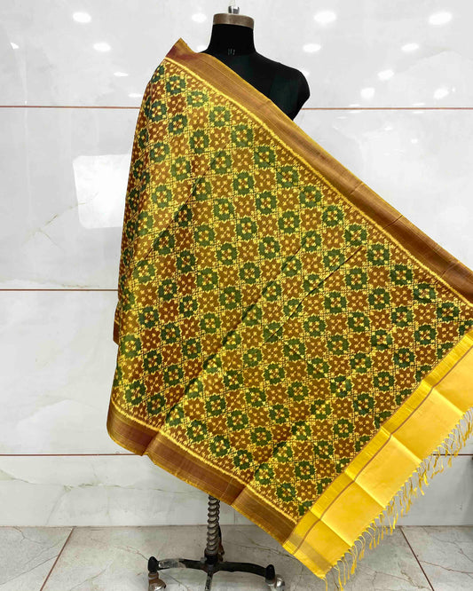 Golden Buttonful Design Patola Dupatta