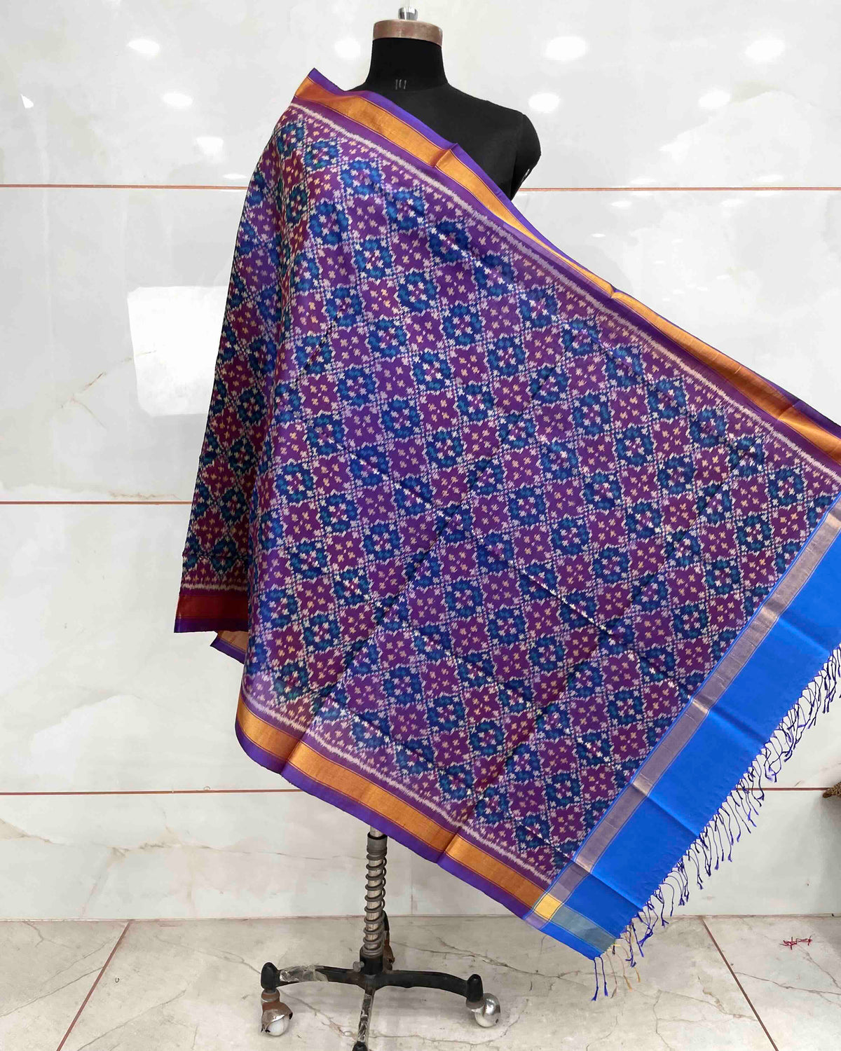 Purple Buttonful Design Patola Dupatta