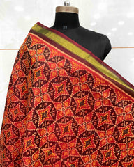 Maroon & Red Solsitara Design Patola Dupatta