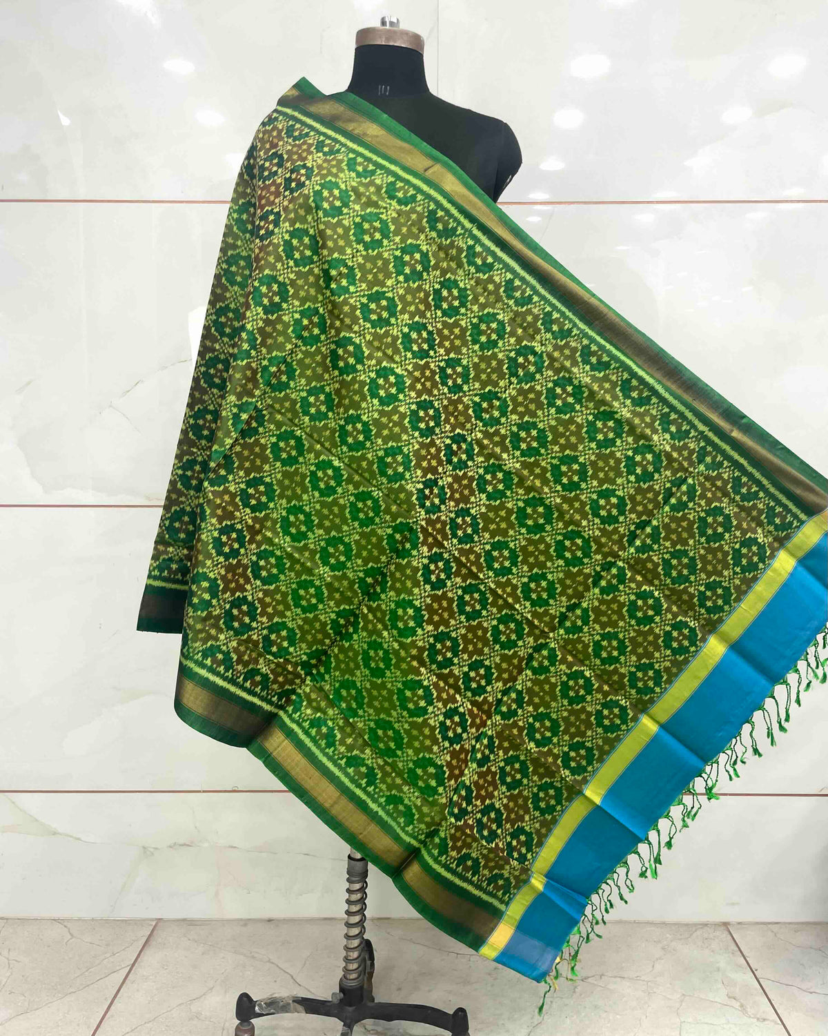 Green Buttonful Design Patola Dupatta