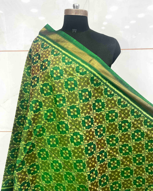 Green Buttonful Design Patola Dupatta