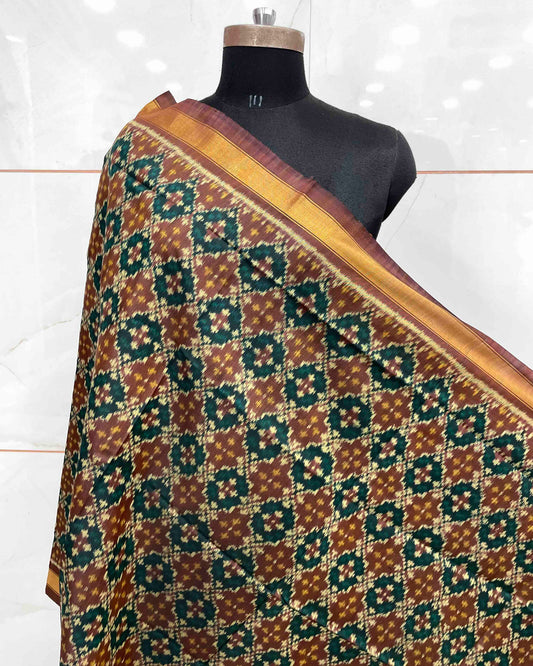 Black & Brown Buttonful Design Patola Dupatta