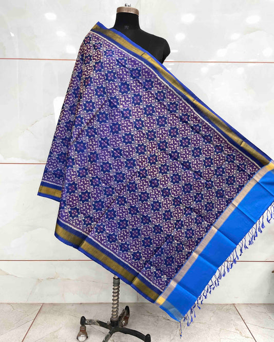 Blue Buttonful Design Patola Dupatta