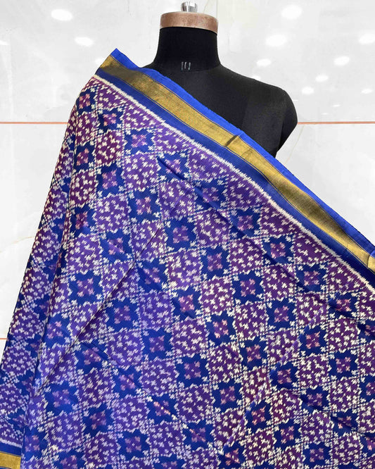 Blue Buttonful Design Patola Dupatta