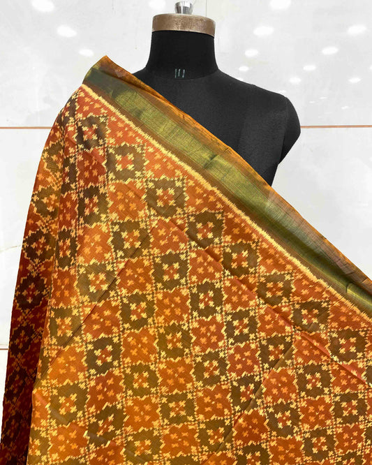 Rust Buttoful Design Patola Dupatta