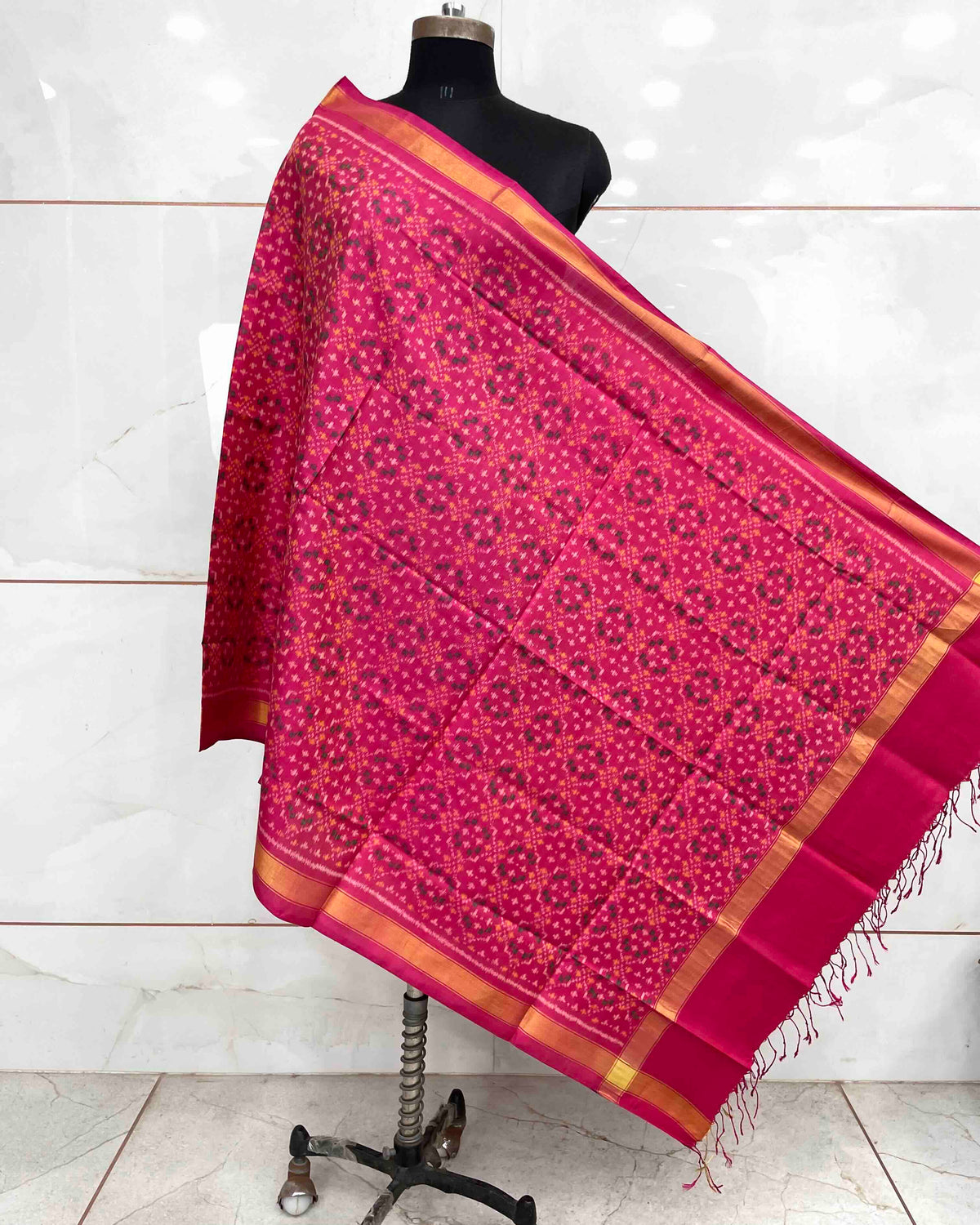 Pink Buttoful Design Patola Dupatta