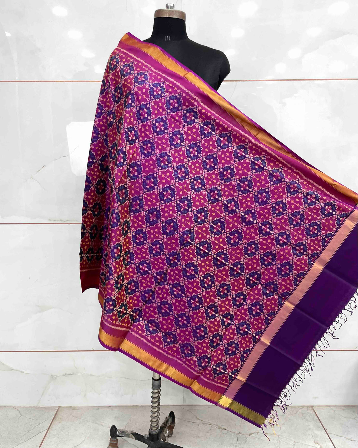 Purple Buttonful Design Patola Dupatta