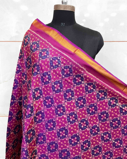 Purple Buttonful Design Patola Dupatta