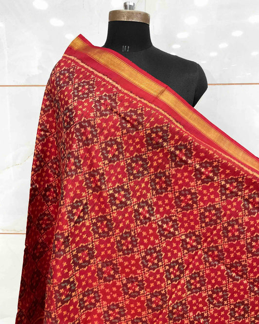 Crimson Red Buttonful Design Patola Dupatta