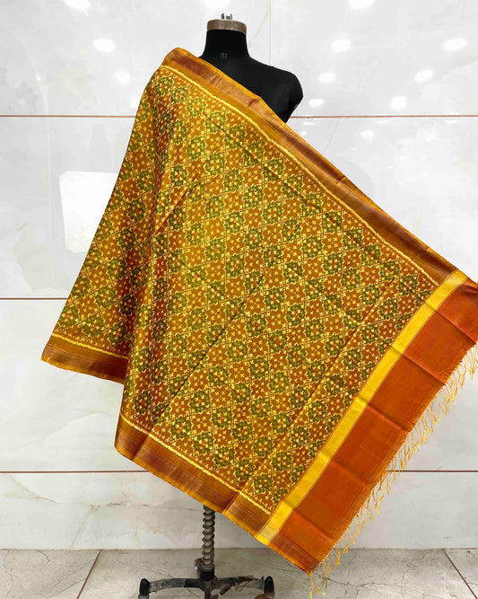 Mustard Yellow Buttonful Design Patola Dupatta