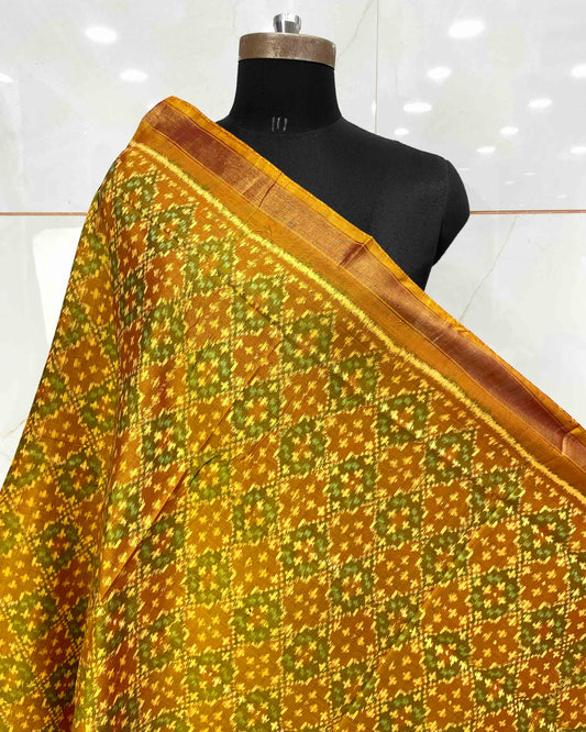 Mustard Yellow Buttonful Design Patola Dupatta