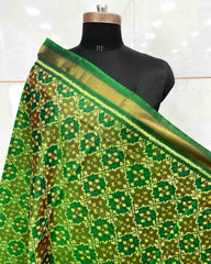 Green Buttonful Design Patola Dupatta