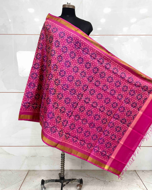 Pink Buttonful Design Patola Dupatta