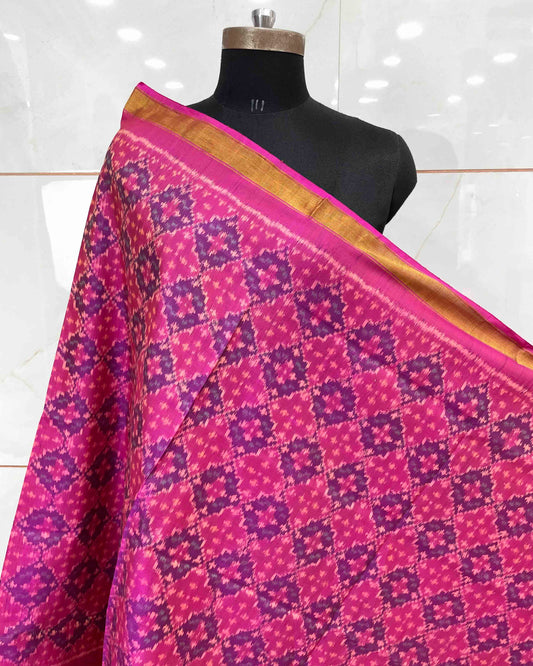 Pink Buttonful Design Patola Dupatta