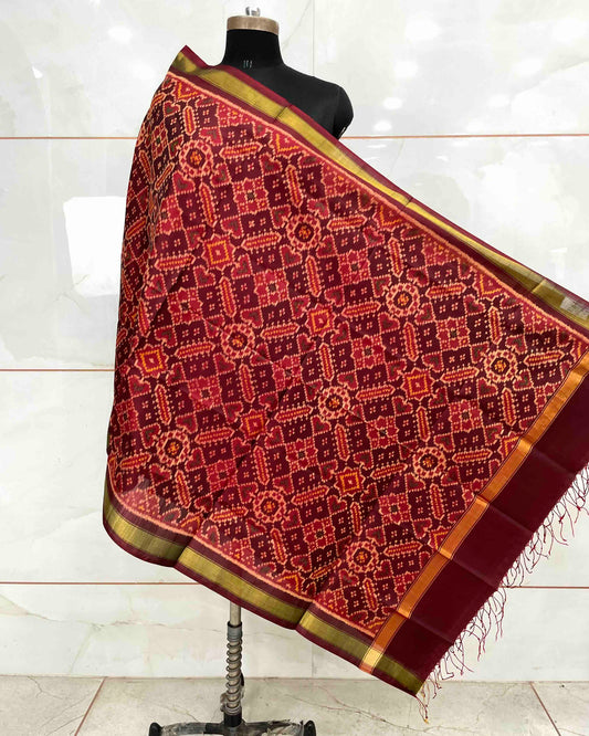 Maroon Manekchowk Patola Dupatta