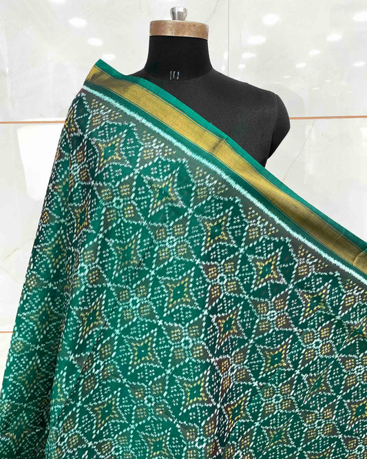 Peacock Shaded Green Solsitara Design Patola Dupatta