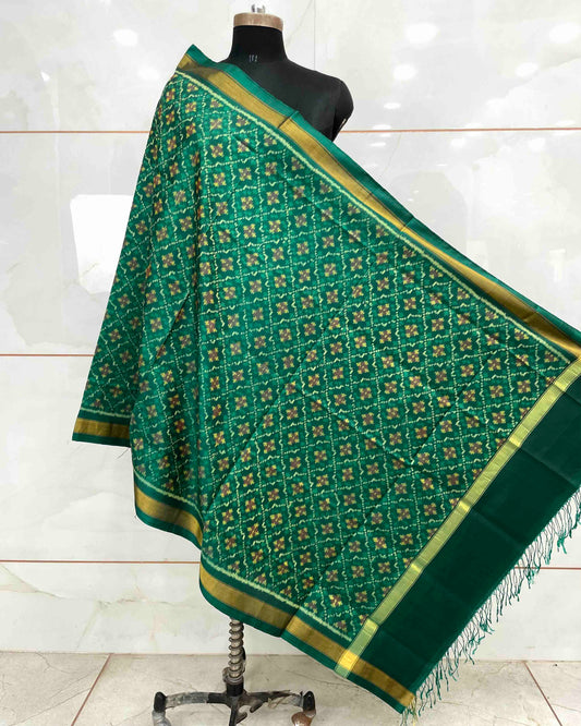 Peacock Shaded Green Buttonful Design Patola Dupatta