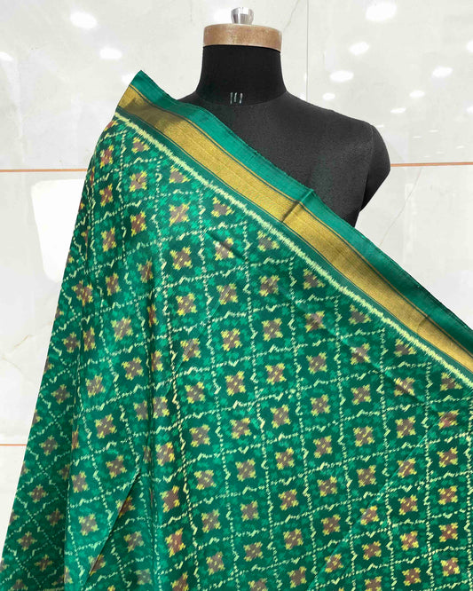 Peacock Shaded Green Buttonful Design Patola Dupatta