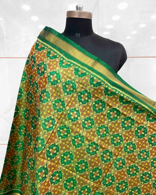 Green Buttonful Design Patola Dupatta