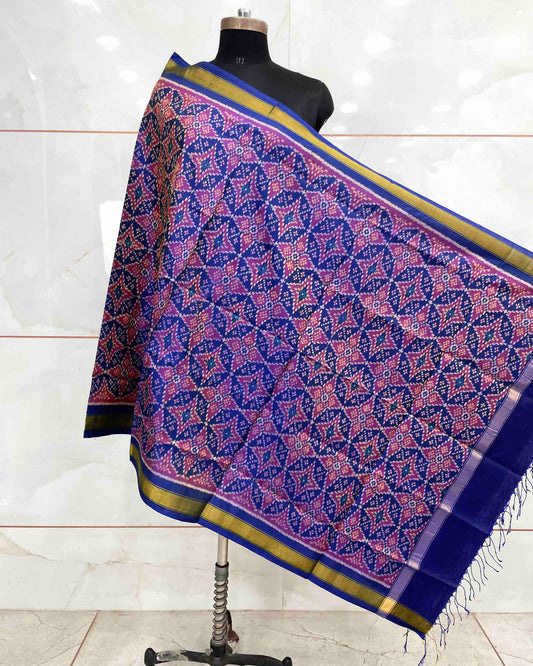 Blue Solsitara Design Patola Dupatta