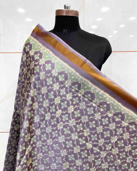 Onion Grey Buttonful Design Patola Dupatta