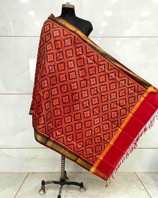 Maroon Red Panchanda Patola Dupatta