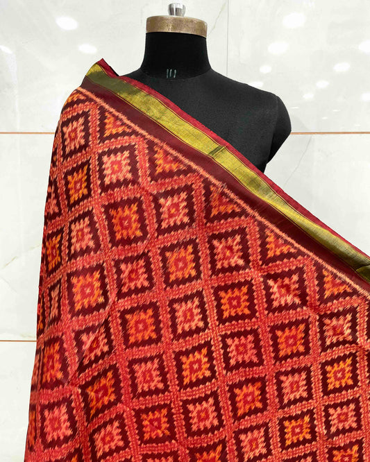 Maroon Red Panchanda Patola Dupatta