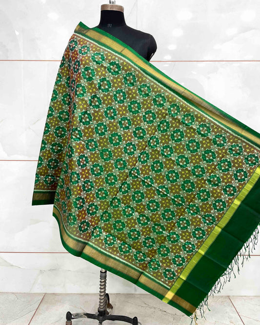 Green Buttonful Design Patola Dupatta