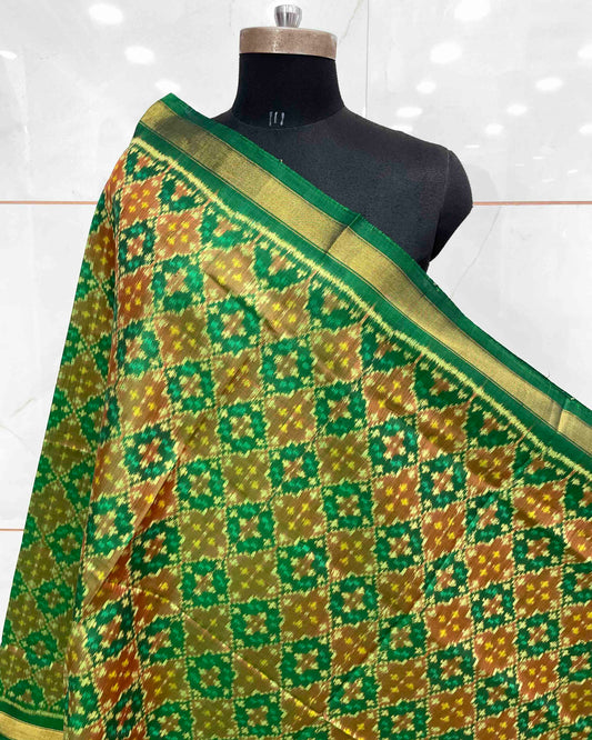 Green Buttonful Design Patola Dupatta