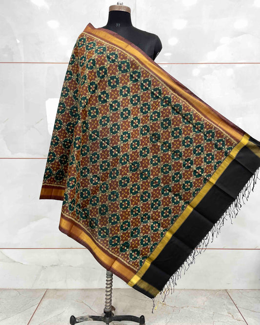 Brown Buttonful Design Patola Dupatta