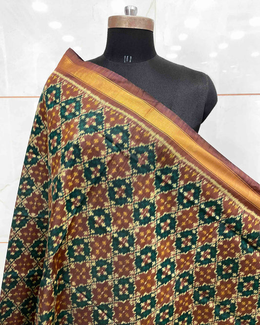 Brown Buttonful Design Patola Dupatta