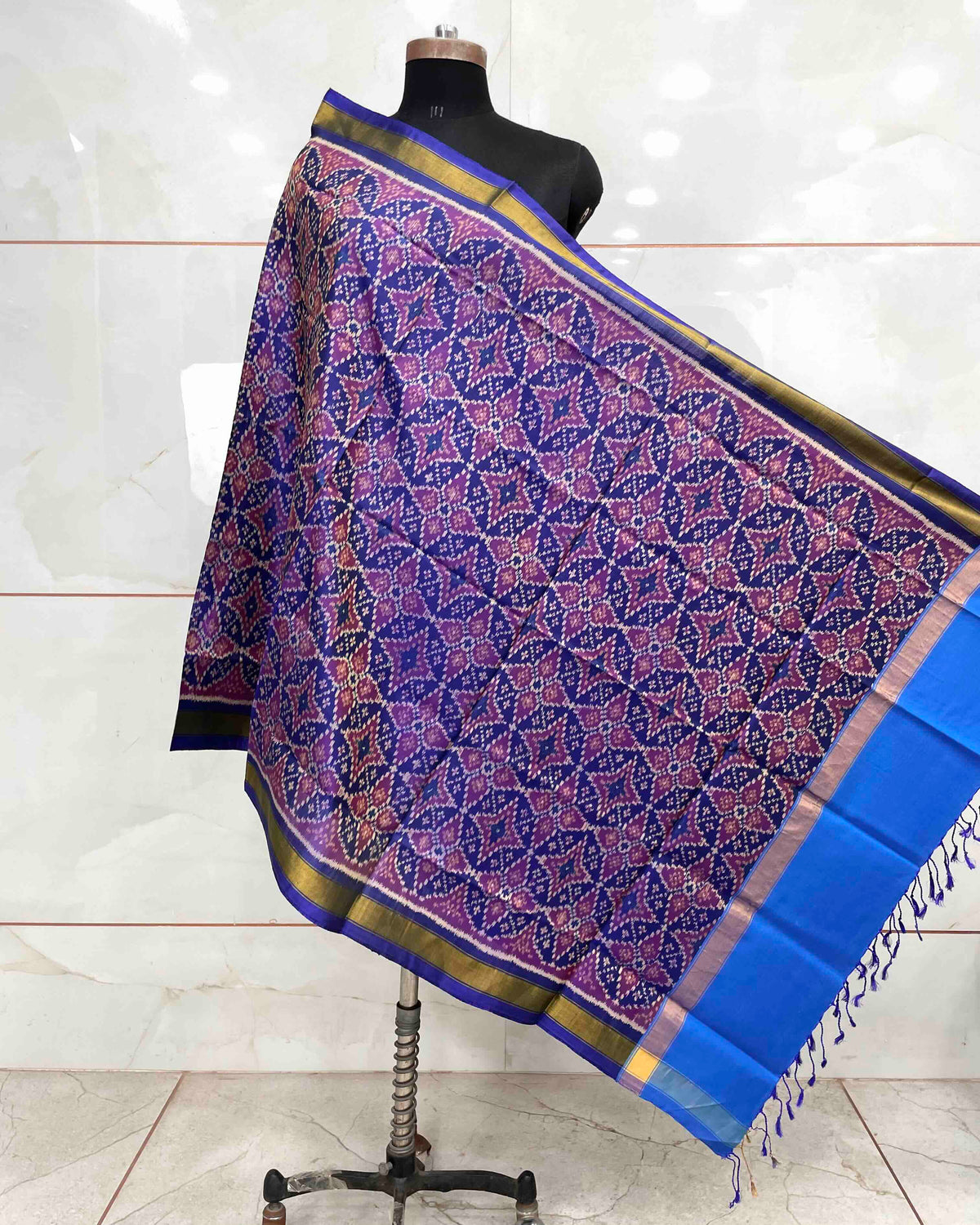 Blue Solsitara Design Patola Dupatta