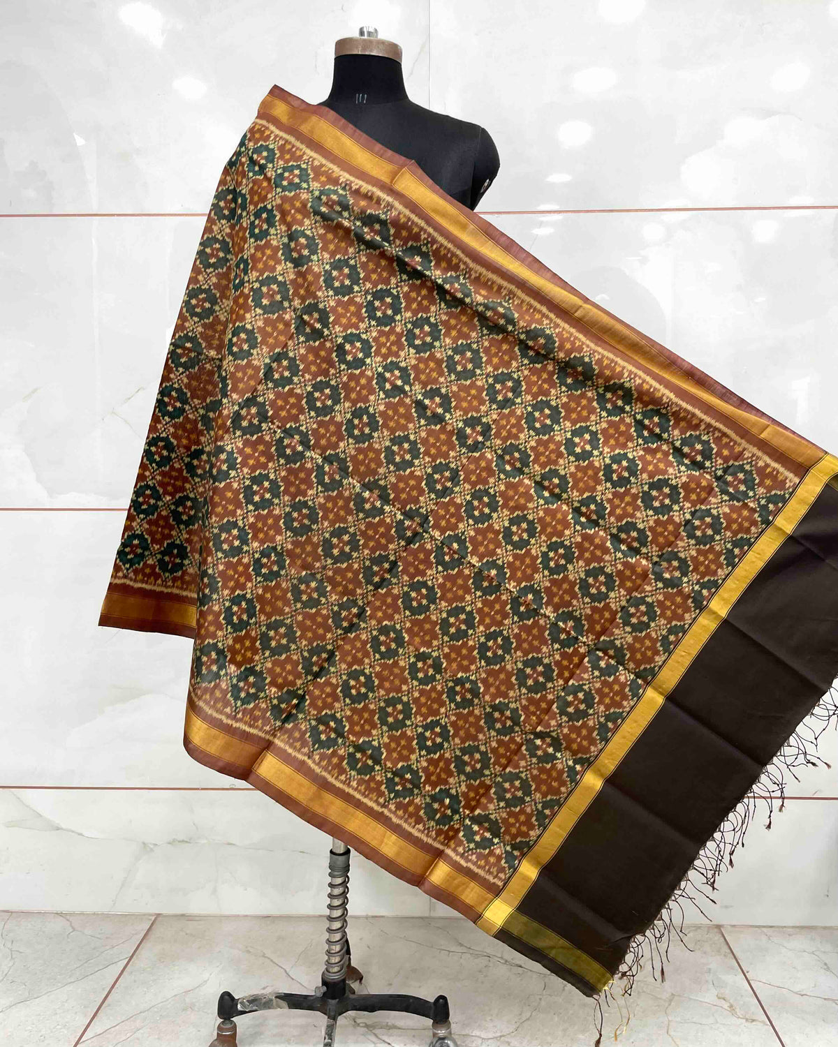 Coffee Brown Buttonful Design Patola Dupatta