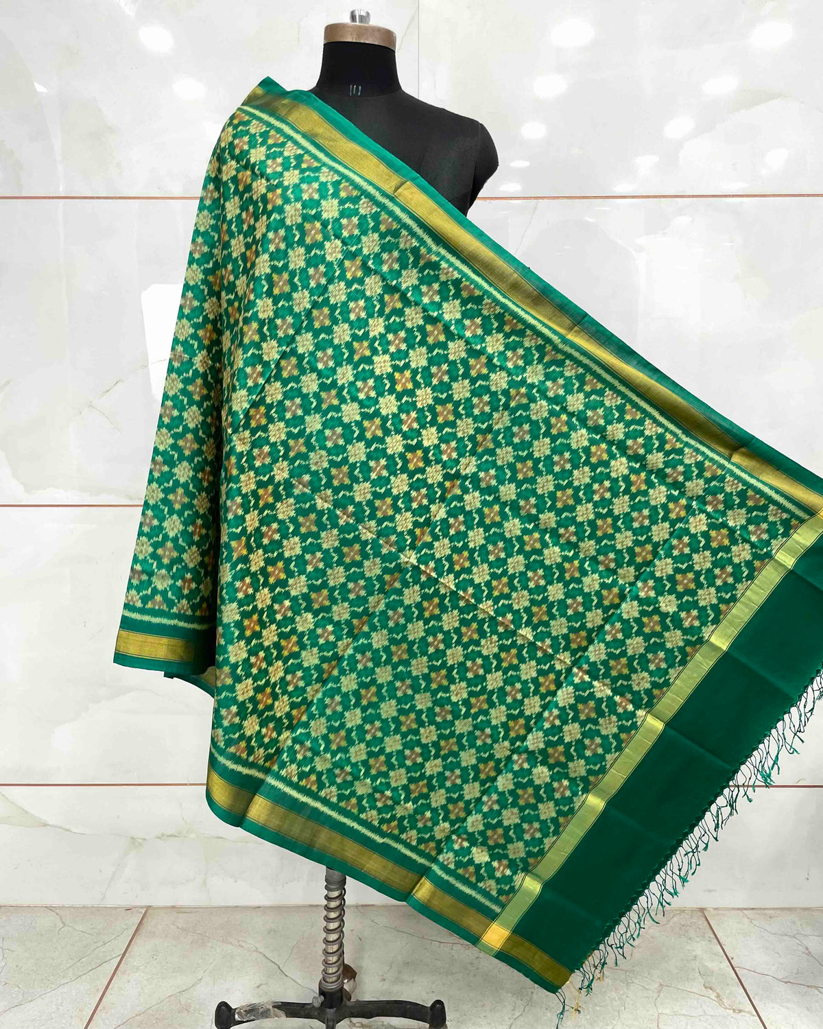 Rama Green Buttonful Design Patola Dupatta