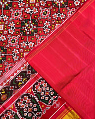 Red & Orange Navratan Twill Patola Saree