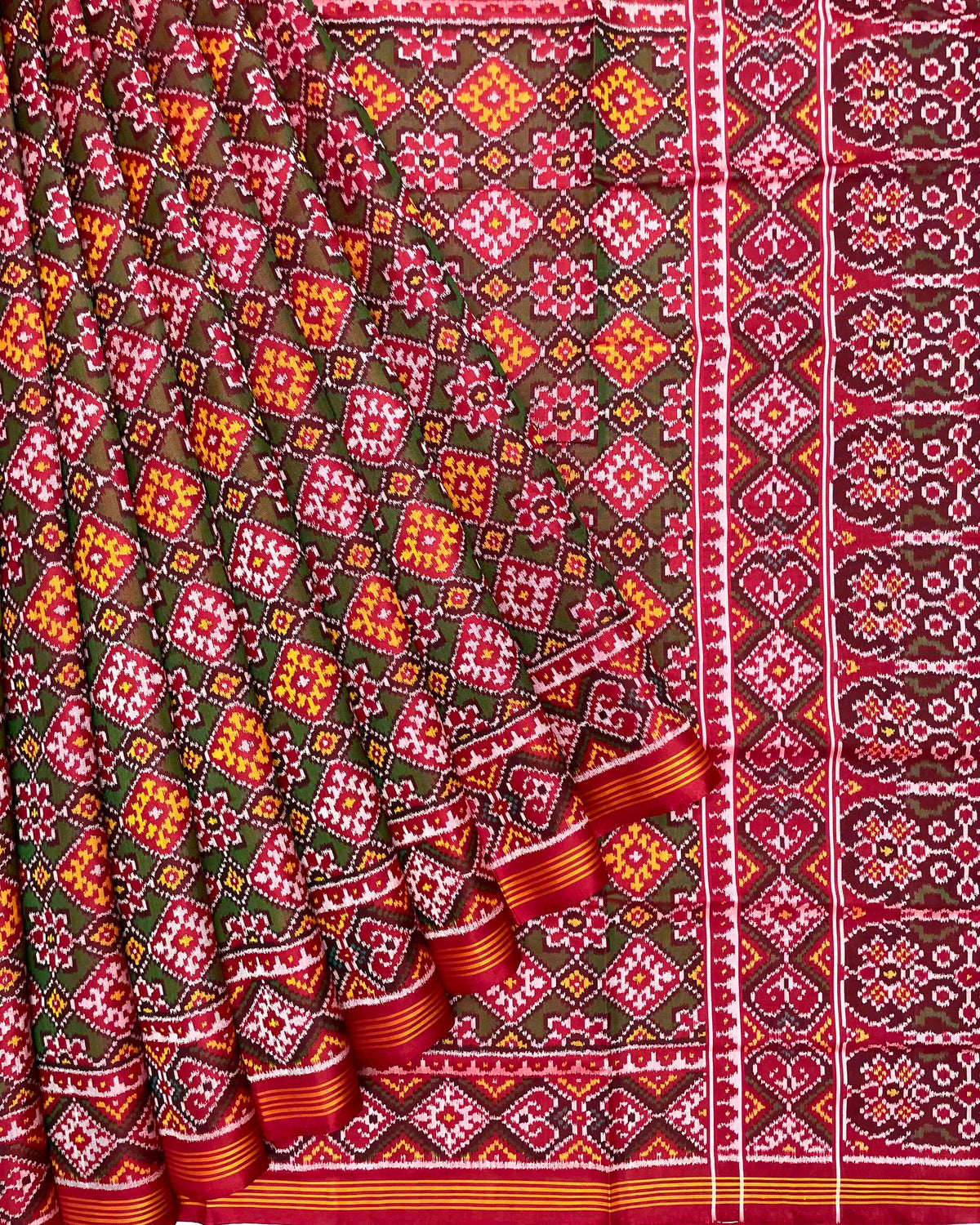 Red & Green Panchanda Patola Saree