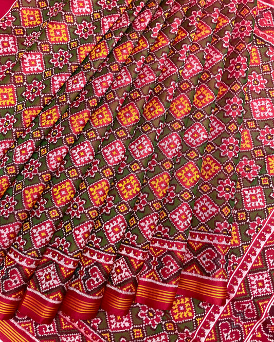 Red & Green Panchanda Patola Saree