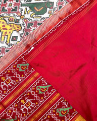 Red & White Big Figure Narikunj Twill Patola Saree