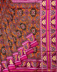 Pink & Orange Navratan Twill Patola Saree