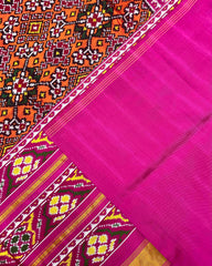 Pink & Orange Navratan Twill Patola Saree