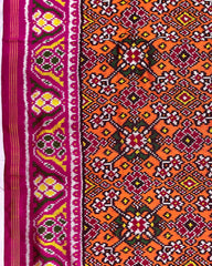 Pink & Orange Navratan Twill Patola Saree