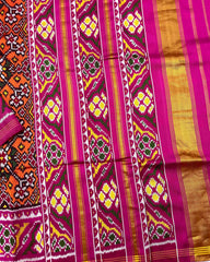 Pink & Orange Navratan Twill Patola Saree